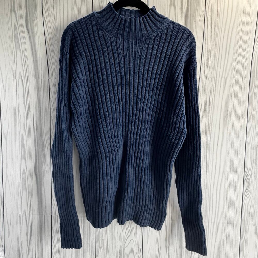 Vtg 90's Faded Glory Women's Small Mockneck Pullover Sweater Blue